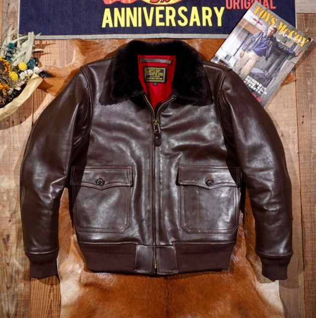 茶芯ホースハイドレザーG-1 フライトジャケット M~4XL