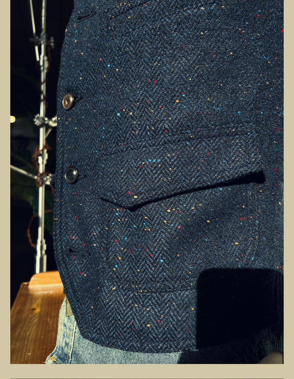 4色展開◇クラシカル ウールヘリンボーン ベスト◇ S~4XL