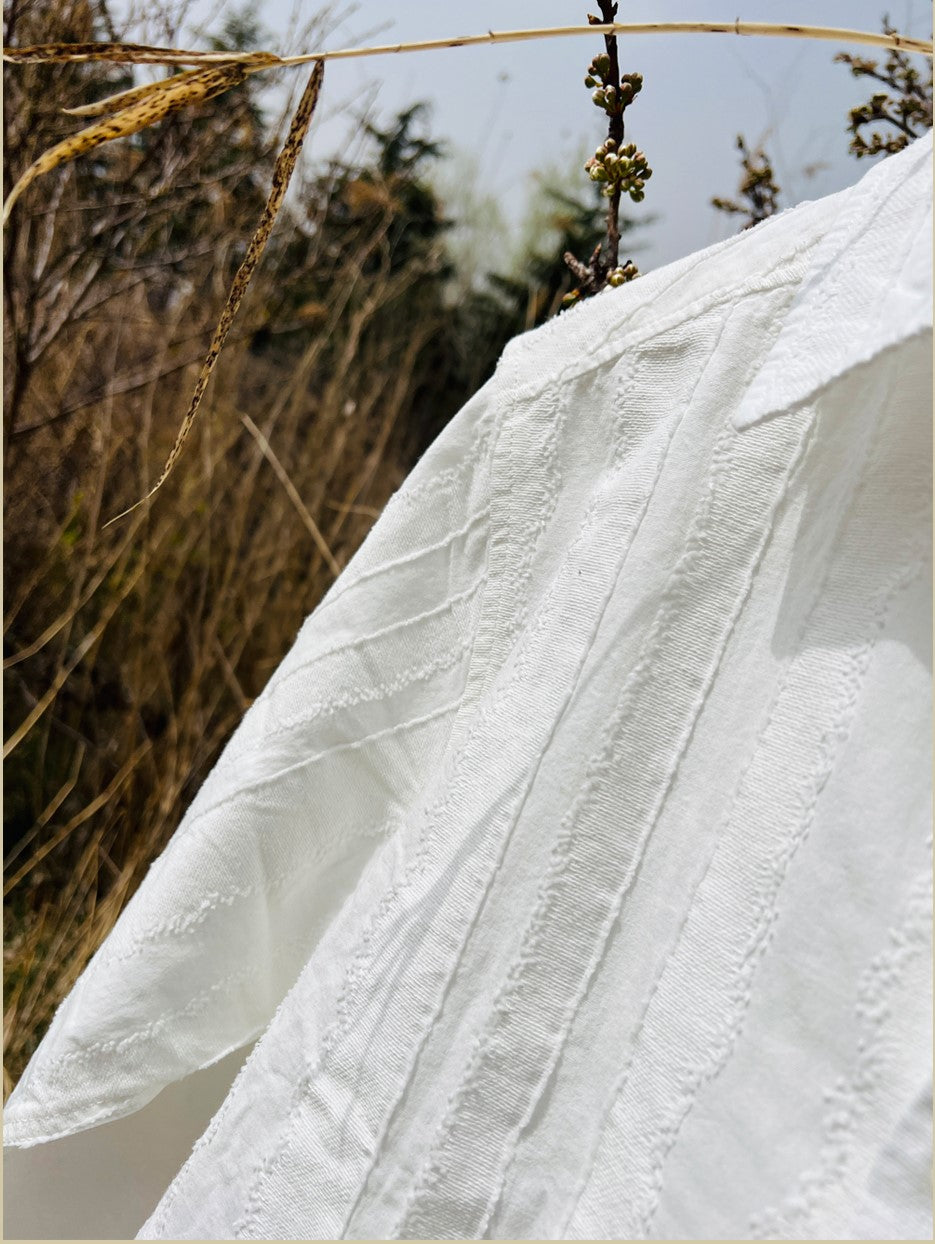 △絶妙なテクスチャーの白シャツ▽M~3XL