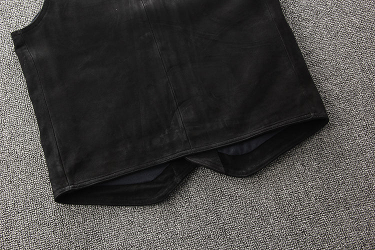 スウェード レザー ライダース ベスト M~4XL