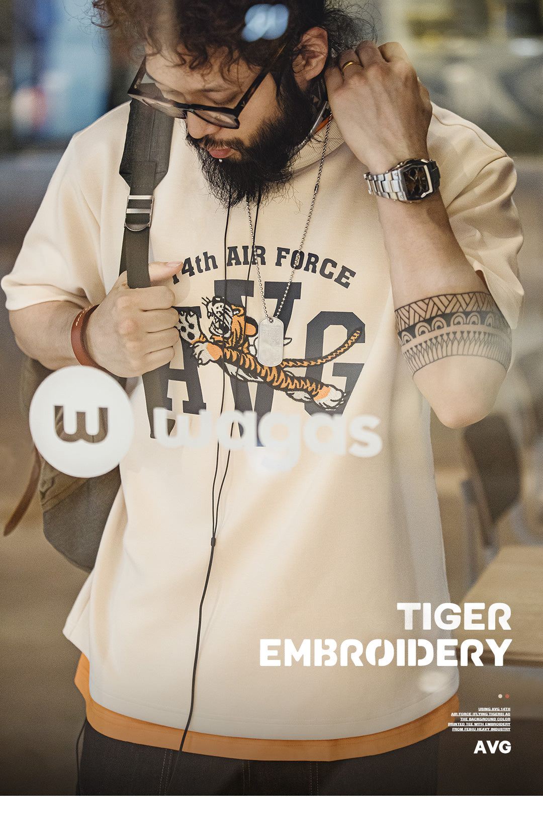 目の詰まった刺繍のクオリティーも抜群◆TIGER刺繍AIR FORCETシャツ◆S~2XL