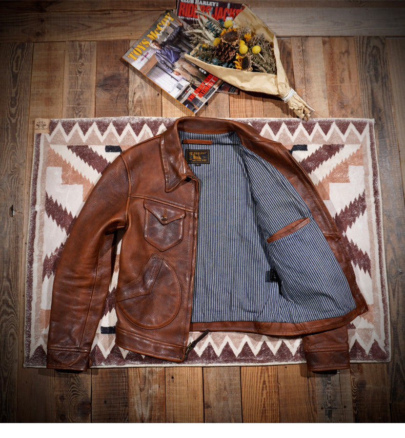 2㎜厚◇70’s ヴィンテージ加工 カウレザー シングルライダース ジャケット◇ S~4XL