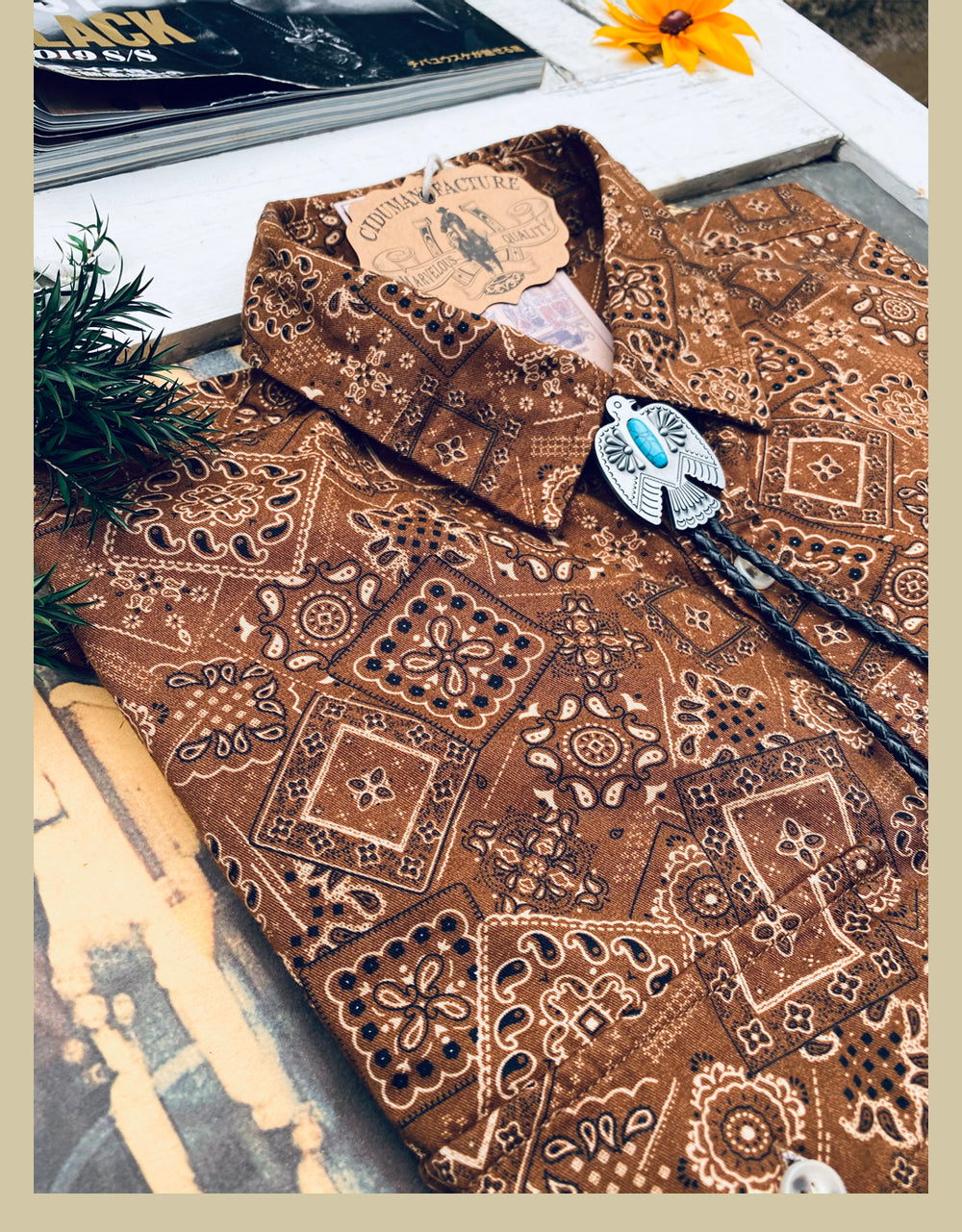 ◆ヴィンテージスタイル バンダナ柄 ロングスリーブシャツ◆ M~3XL