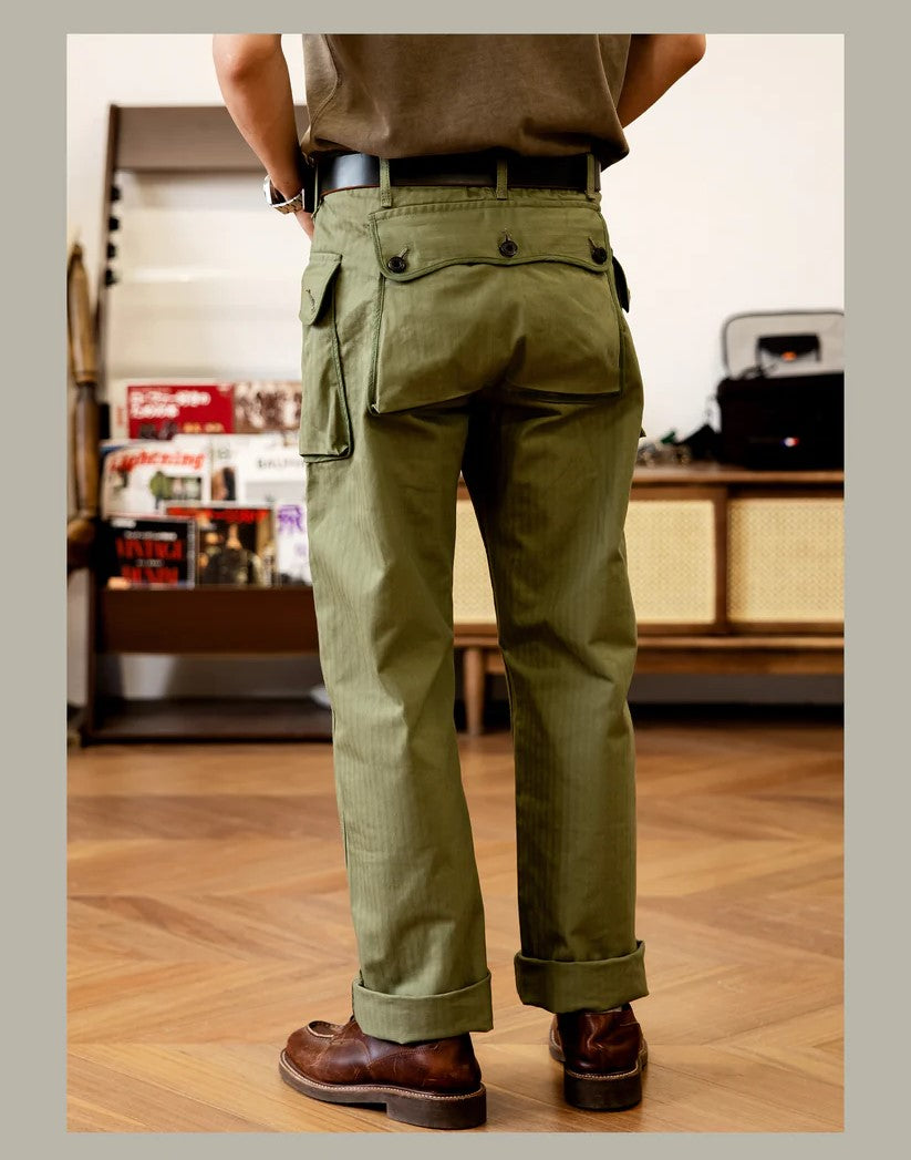 ◇ヴィンテージUSMC HBT P44タイプ コットンヘリンボーンミリタリーパンツ◇サイズ28~40
