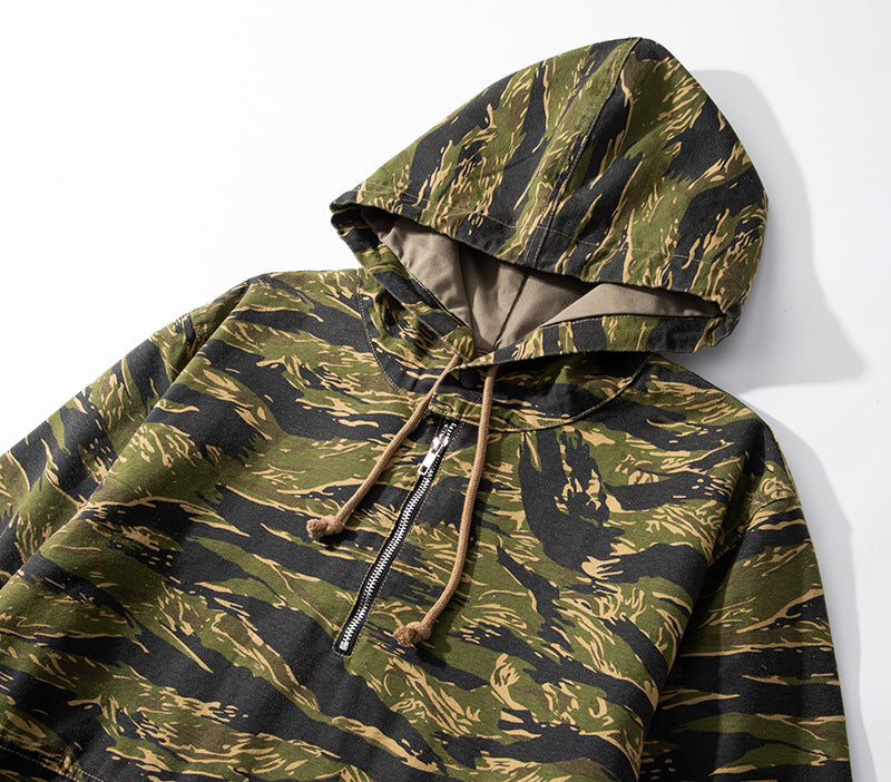 ◇コットン タイガーカモフラージュ ミリタリーアノラックジャケット◇S~2XL
