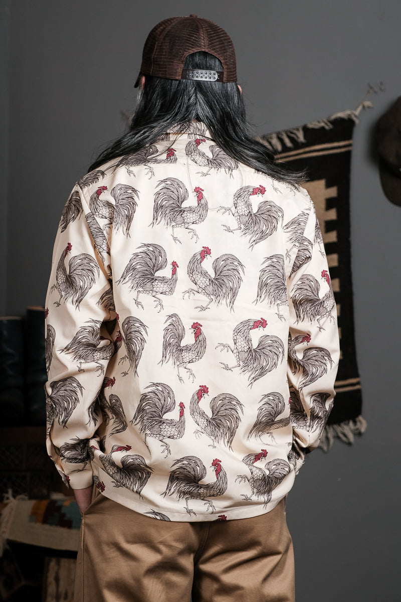 2色展開◆鶏柄がクール◆ヴィンテージ復刻 色気のある テンセル×コットン柄シャツ◆S~XL