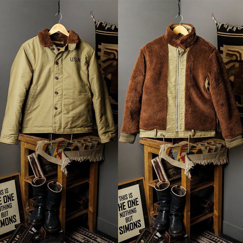 ☆ヴィンテージ 復刻 N-1 ウールアルパカ混総ボア USNデッキジャケット☆S~3XL