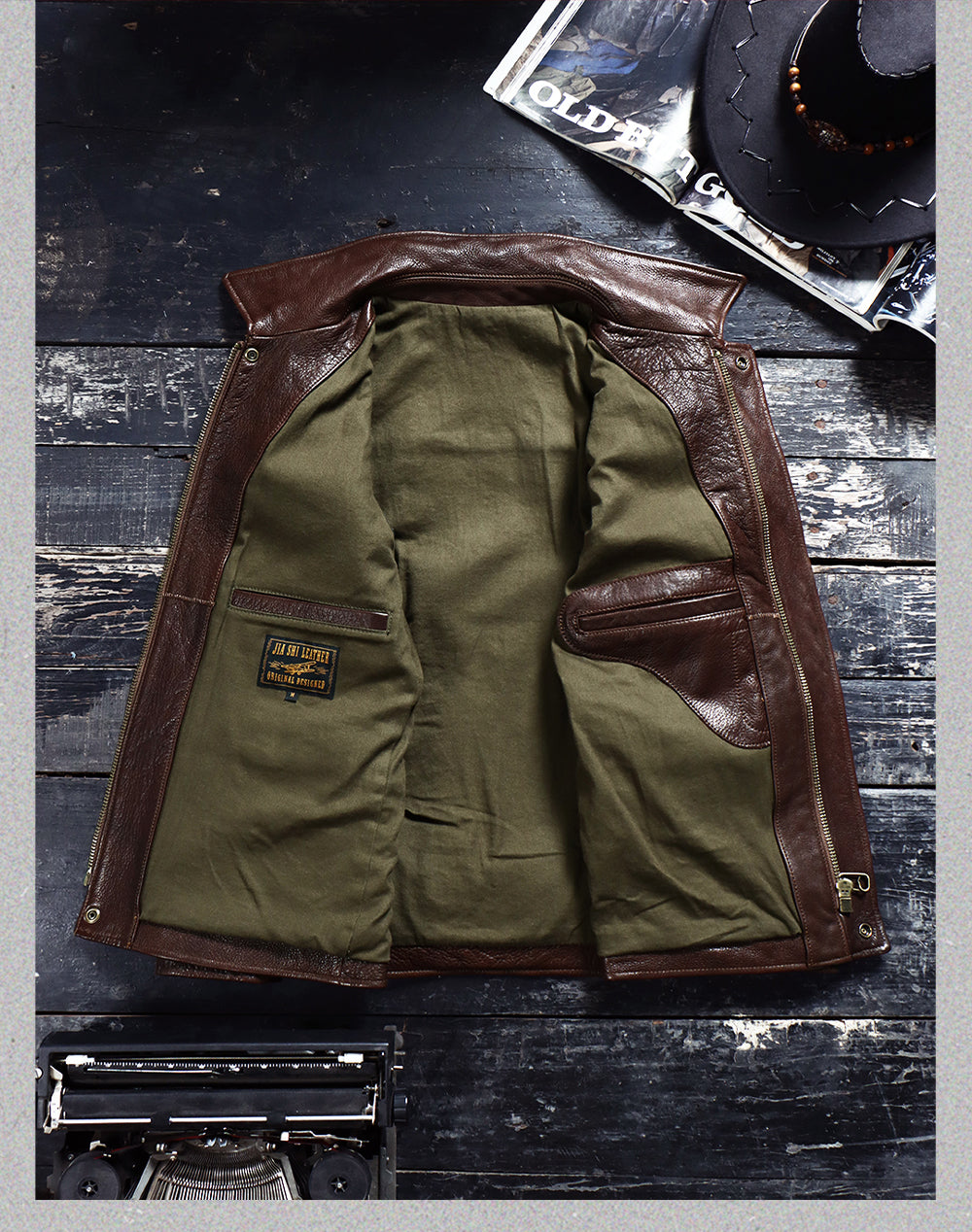 A-2型 水染め植物タンニン鞣しカウレザー シングルライダース ジャケット M~4XL