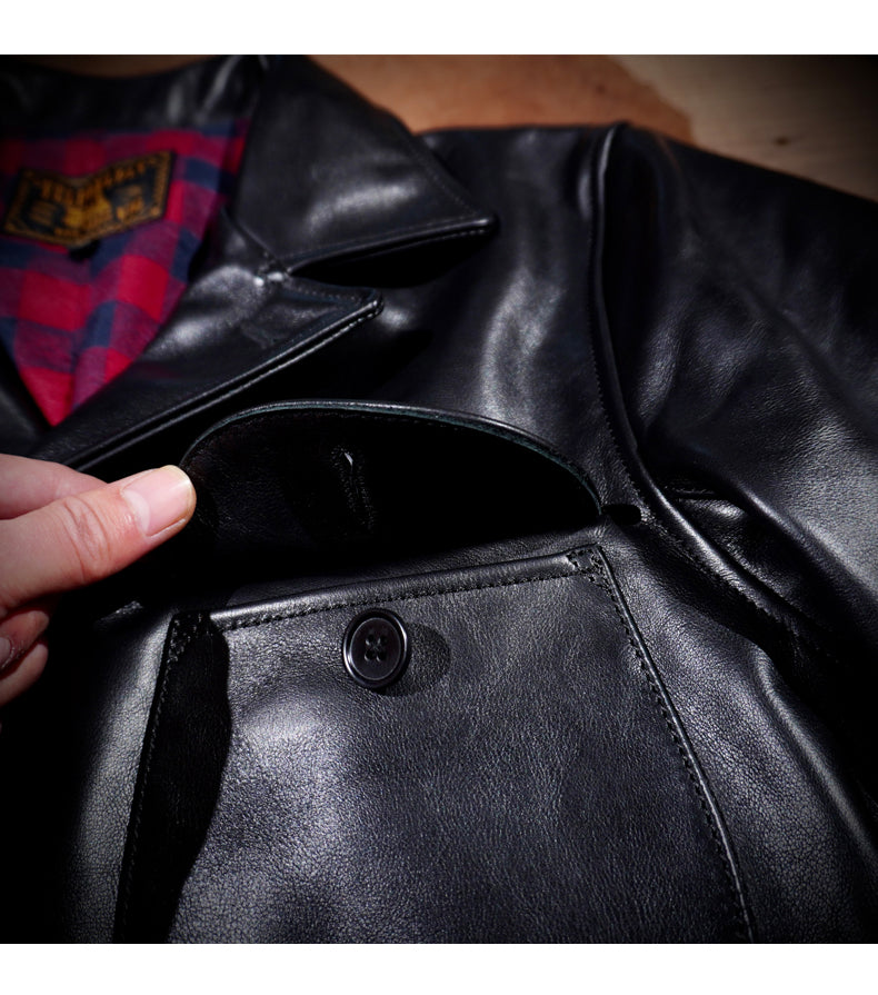 40’s ヴィンテージ復刻デザイン 日本産 牛革使用 レザー ジャケット S~4XL