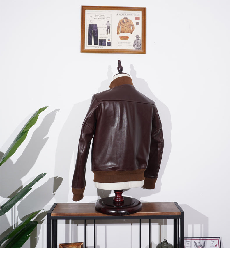 イタリア産 植物タンニン鞣し カーフレザー使用 A-1 フライトジャケット S~4XL