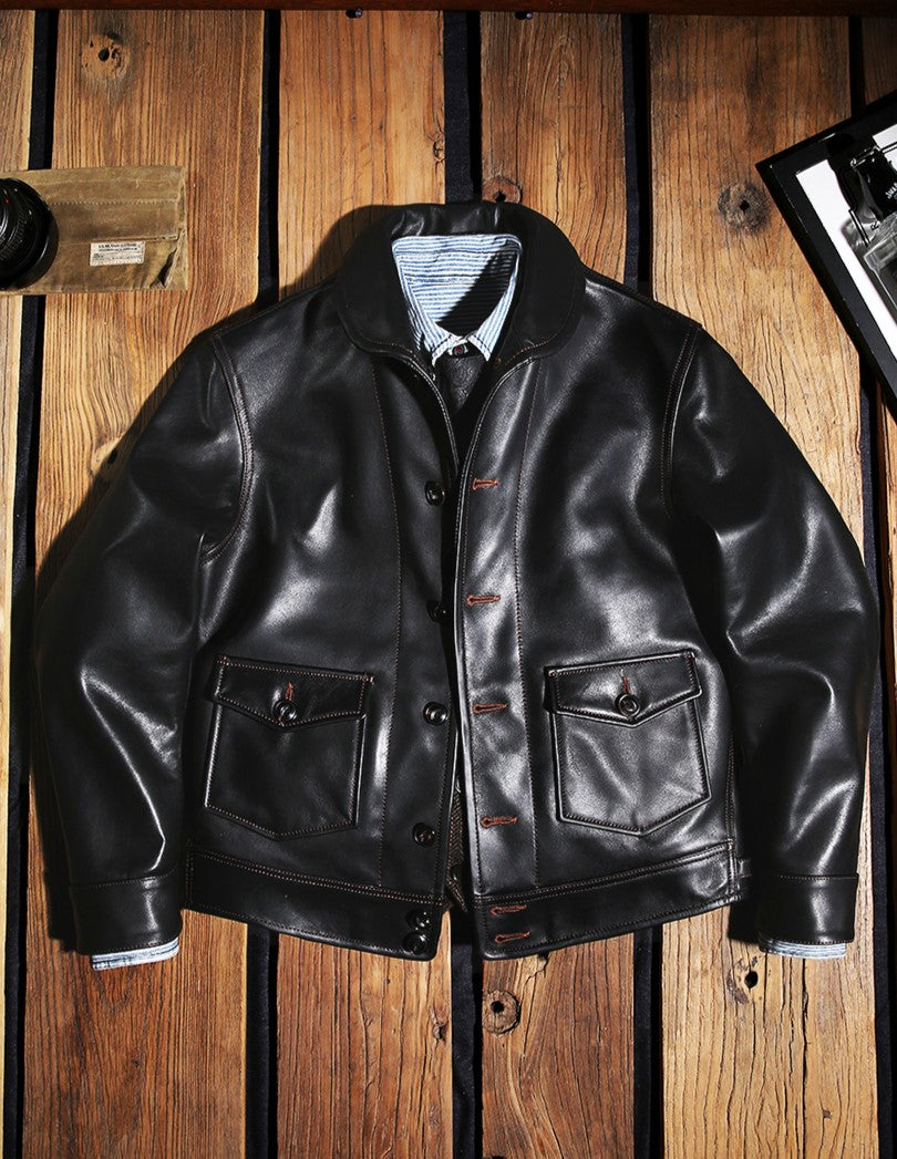 昨シーズン物売り切りSALE★イタリア産 カウレザー コサックジャケット★S~4XL