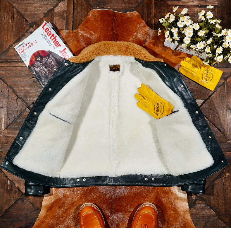 ★ムートン×水染めカウレザートラックジャケット★S~4XL