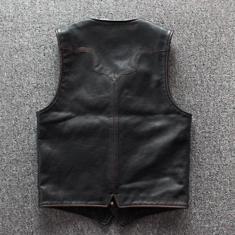 4種の表情★レザーウエスタン ベスト★M~6XL