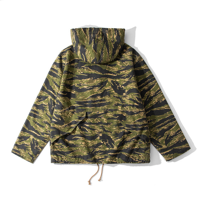 ◇コットン タイガーカモフラージュ ミリタリーアノラックジャケット◇S~2XL
