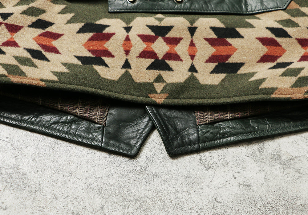 ダークグリーンカラー×ナバホブランケット ベスト L~2XL