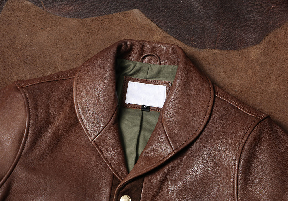 ★VINTAGE復刻デザイン ゴートレザーショールカラー コサックジャケット★XS~3XL