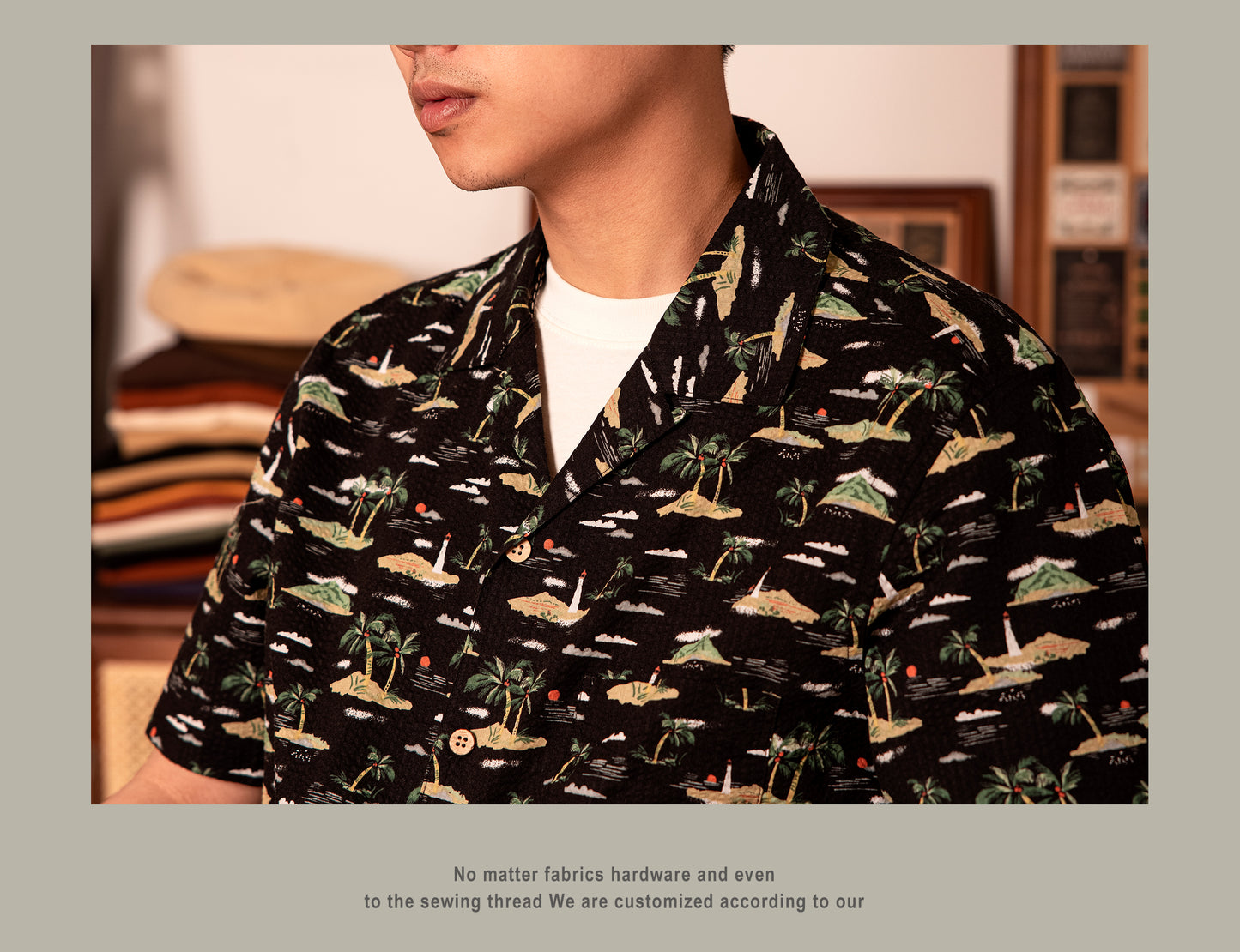3色展開△コットンシアサッカー地 半袖 アロハシャツ▽S~3XL