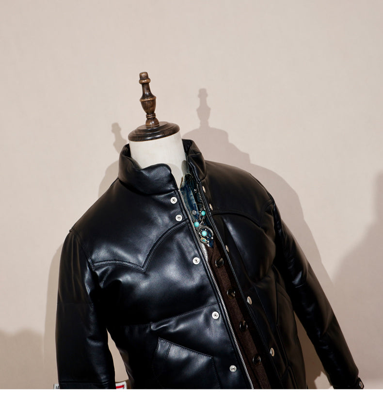 ◇ニュージーランド産シープレザー使用 ブラックレザーダウン ウエスタンステッチ ジャケット◇ S~4XL