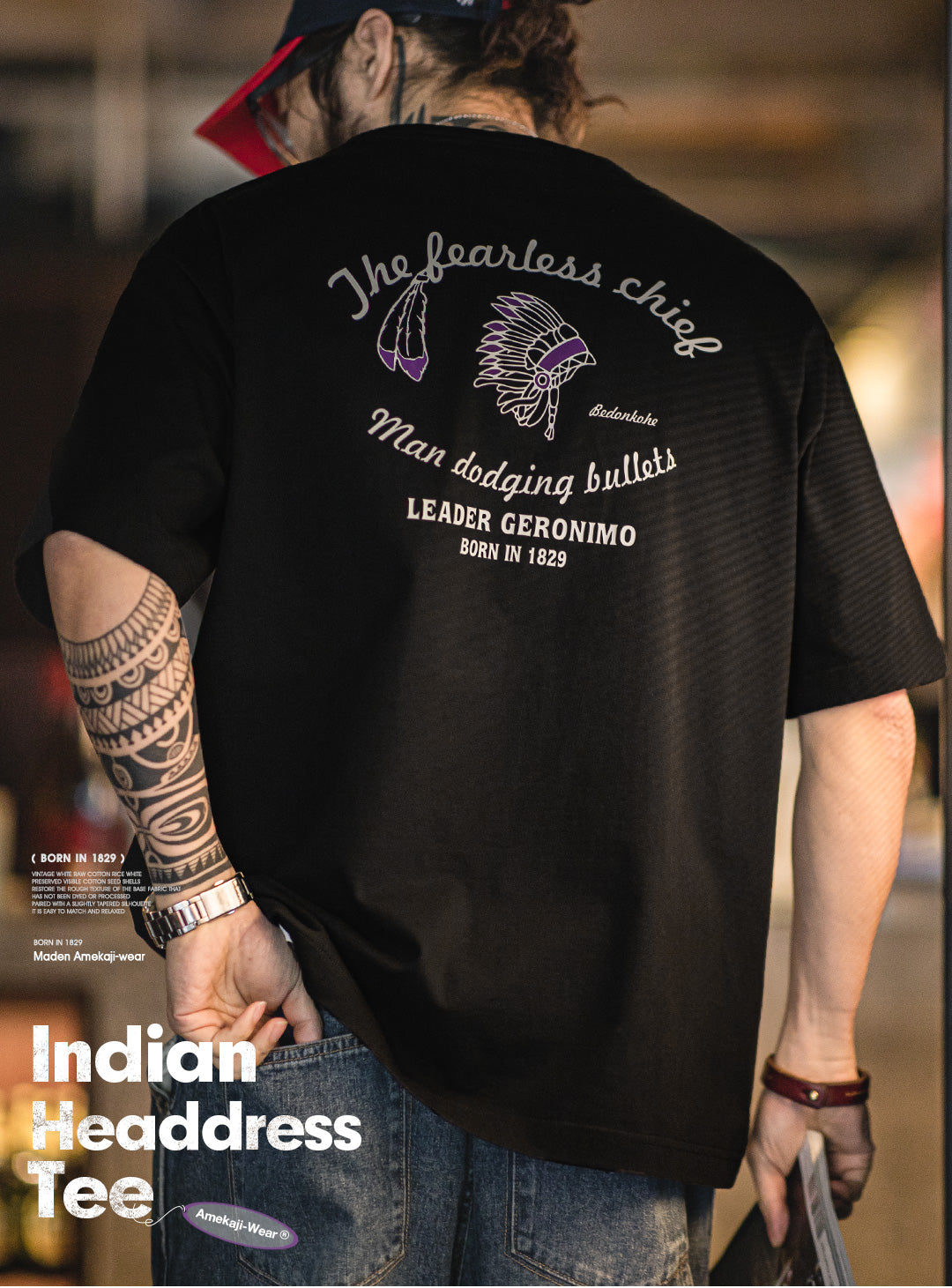 ◆ハーフスリーブ indian GERONIMOプリント Tシャツ◆S~3XL