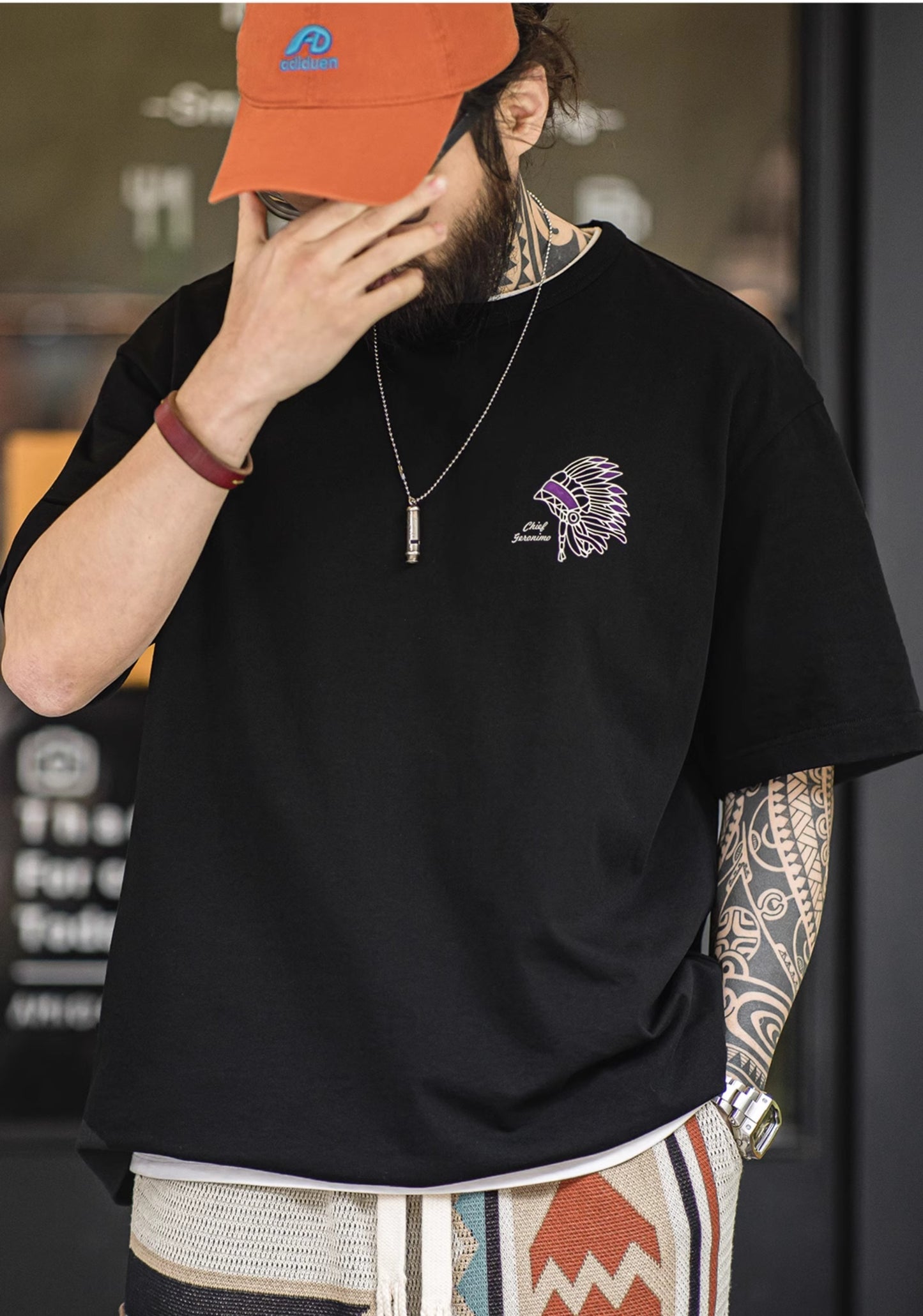 ◆ハーフスリーブ indian GERONIMOプリント Tシャツ◆S~3XL