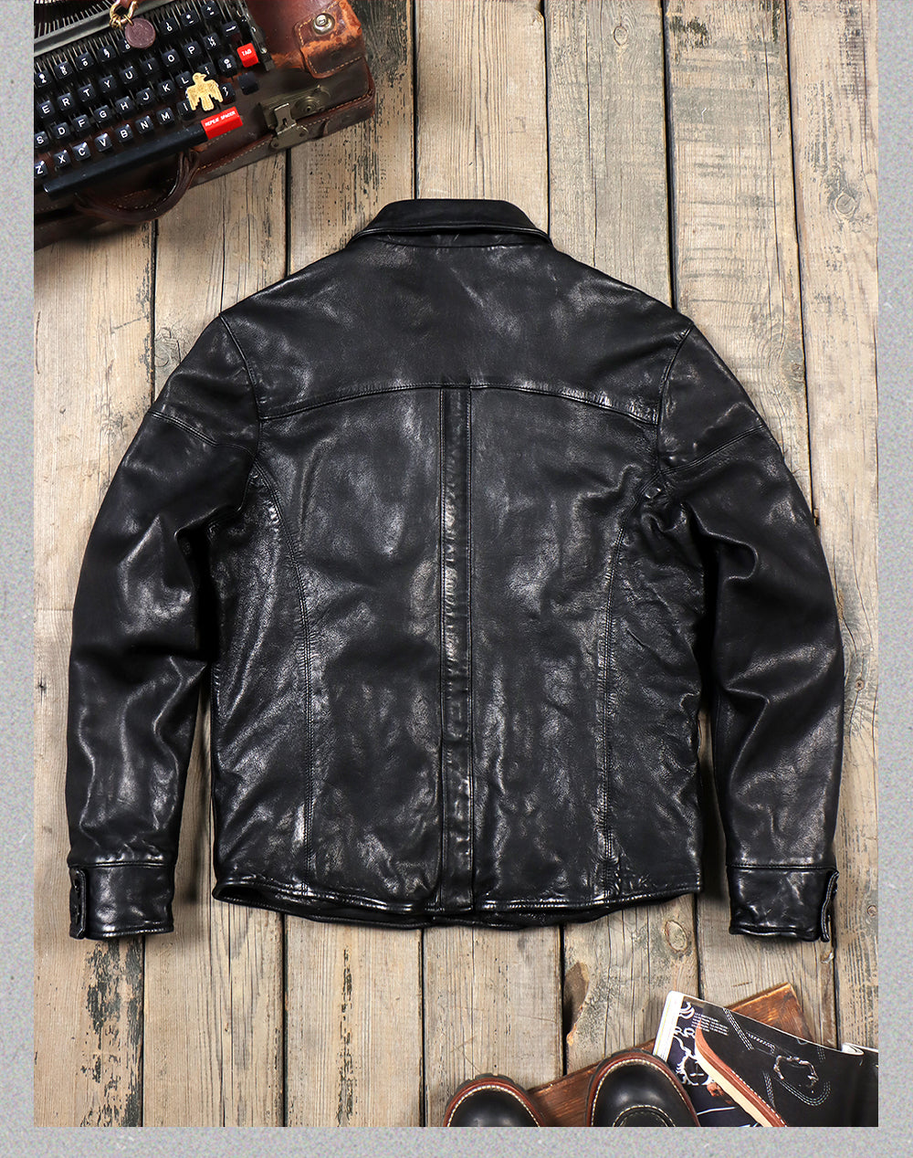 ヴィンテージ復刻スタイル◇植物タンニン鞣しシープレザー ジャケット◇M~3XL