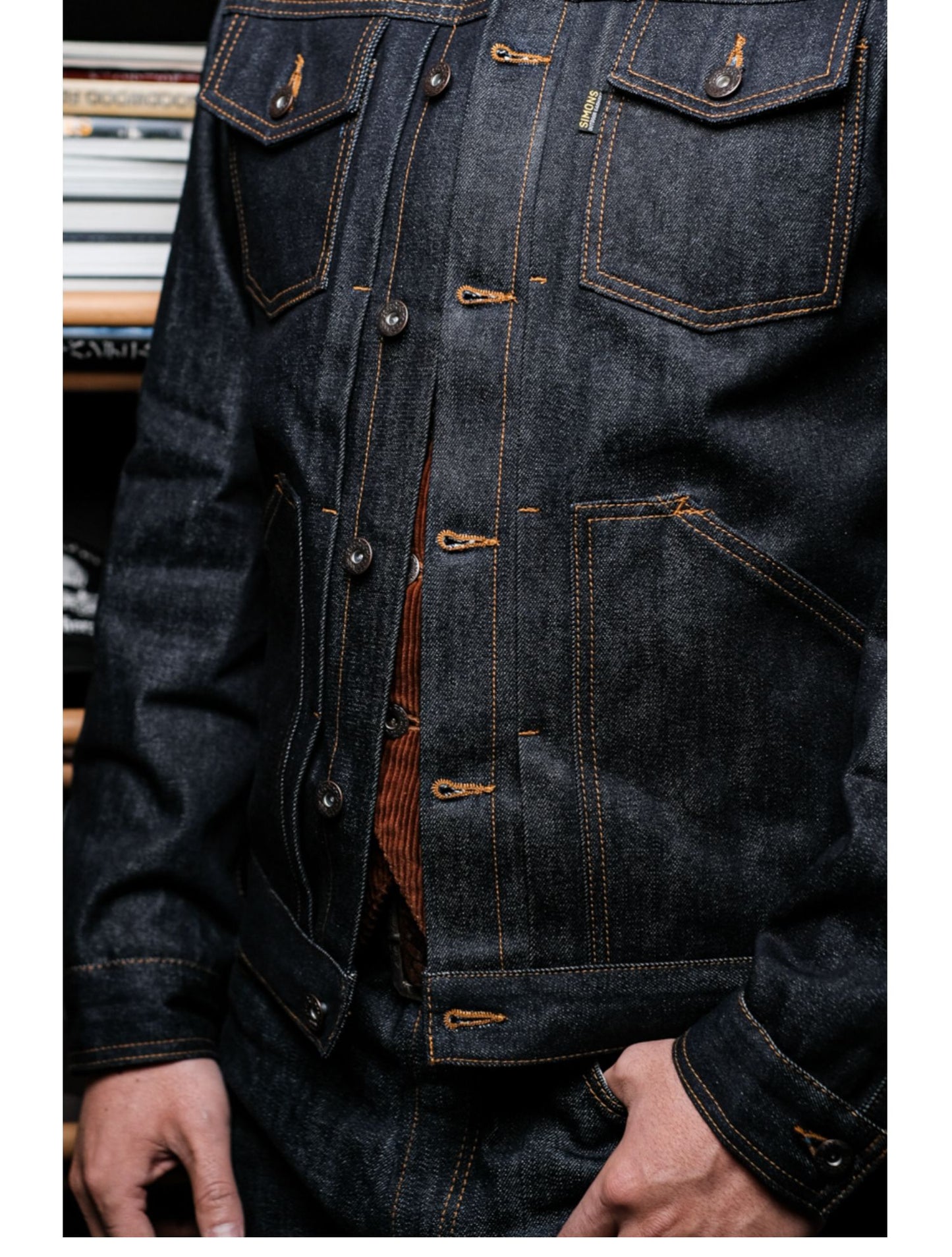 背面のアクションプリーツで高い可動性☆ヴィンテージ復刻 14.5OZ ノンウォッシュ セルビッチ デニムジャケット☆S~2XL