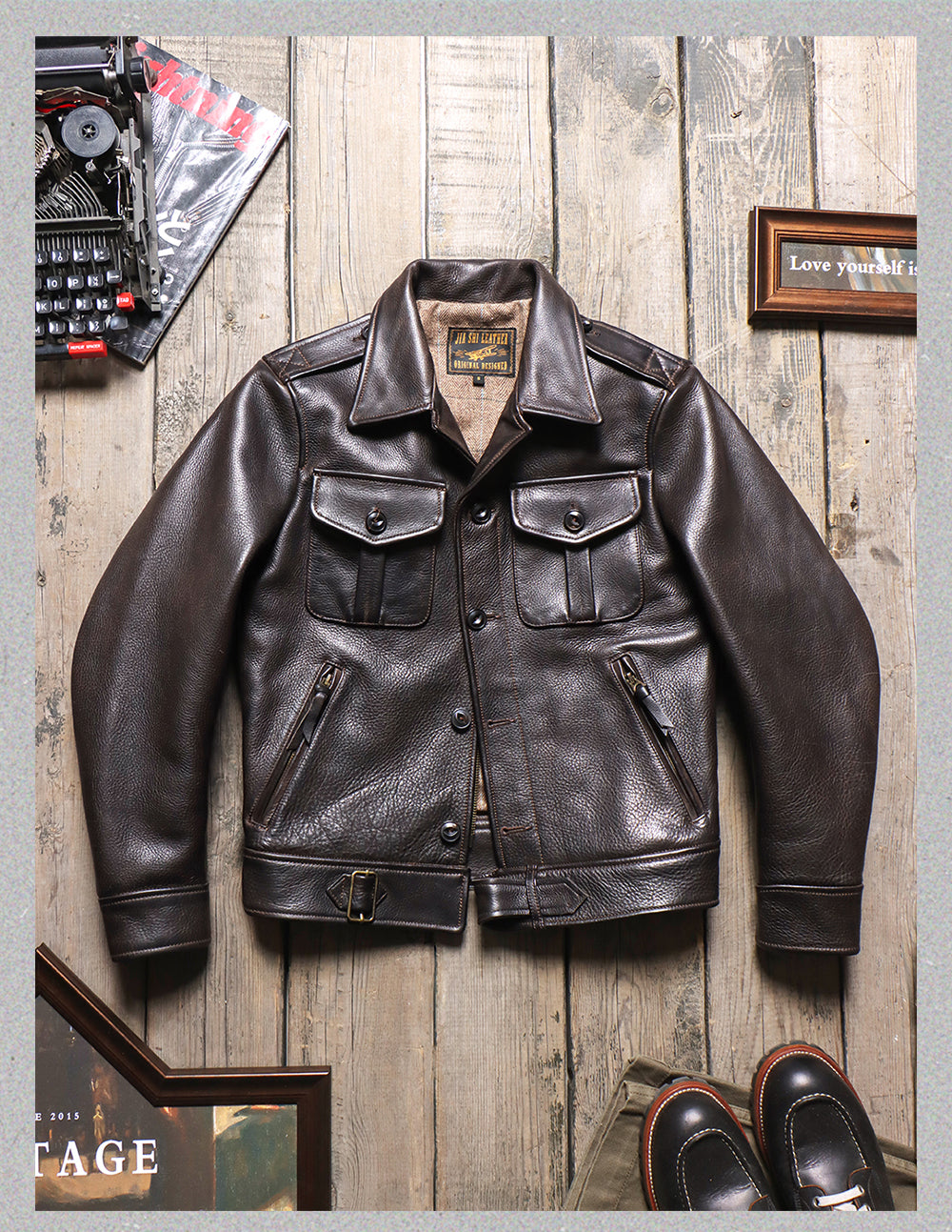 ☆1.6㎜ アメリカ産牛革使用☆P37 カウレザージャケット☆S~4XL