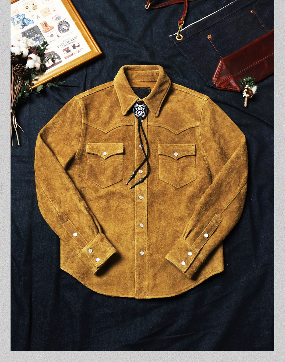 スウェードウエスタンシャツ★S~4XL