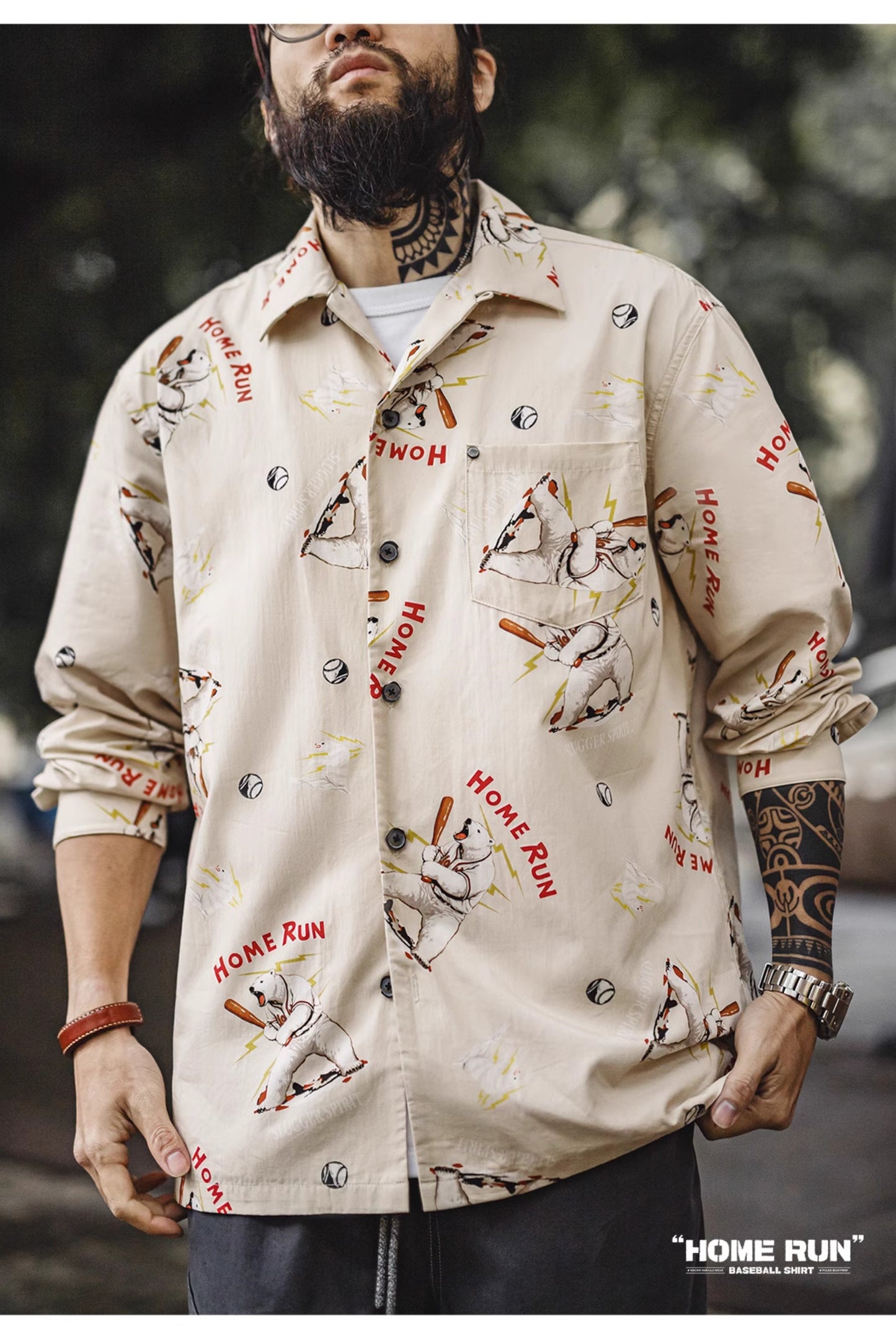 ◆白熊柄HOME RUNシャツ◆S~2XL