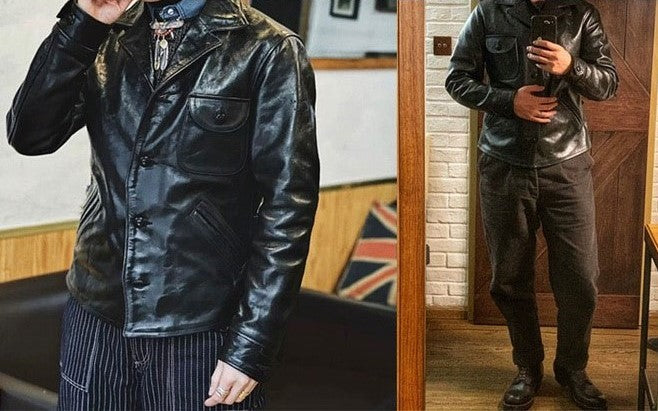 40’s ヴィンテージ復刻デザイン 日本産 牛革使用 レザー ジャケット S~4XL