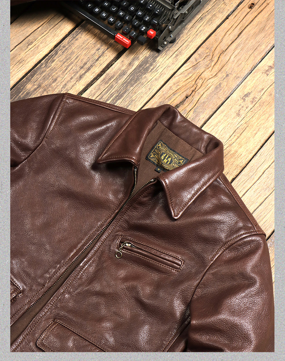 1930's VINTAGE復刻デザイン 水染植物タンニンなめし カウレザー シングルライダースジャケット M~5XL