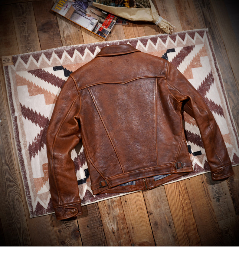 2㎜厚◇70’s ヴィンテージ加工 カウレザー シングルライダース ジャケット◇ S~4XL