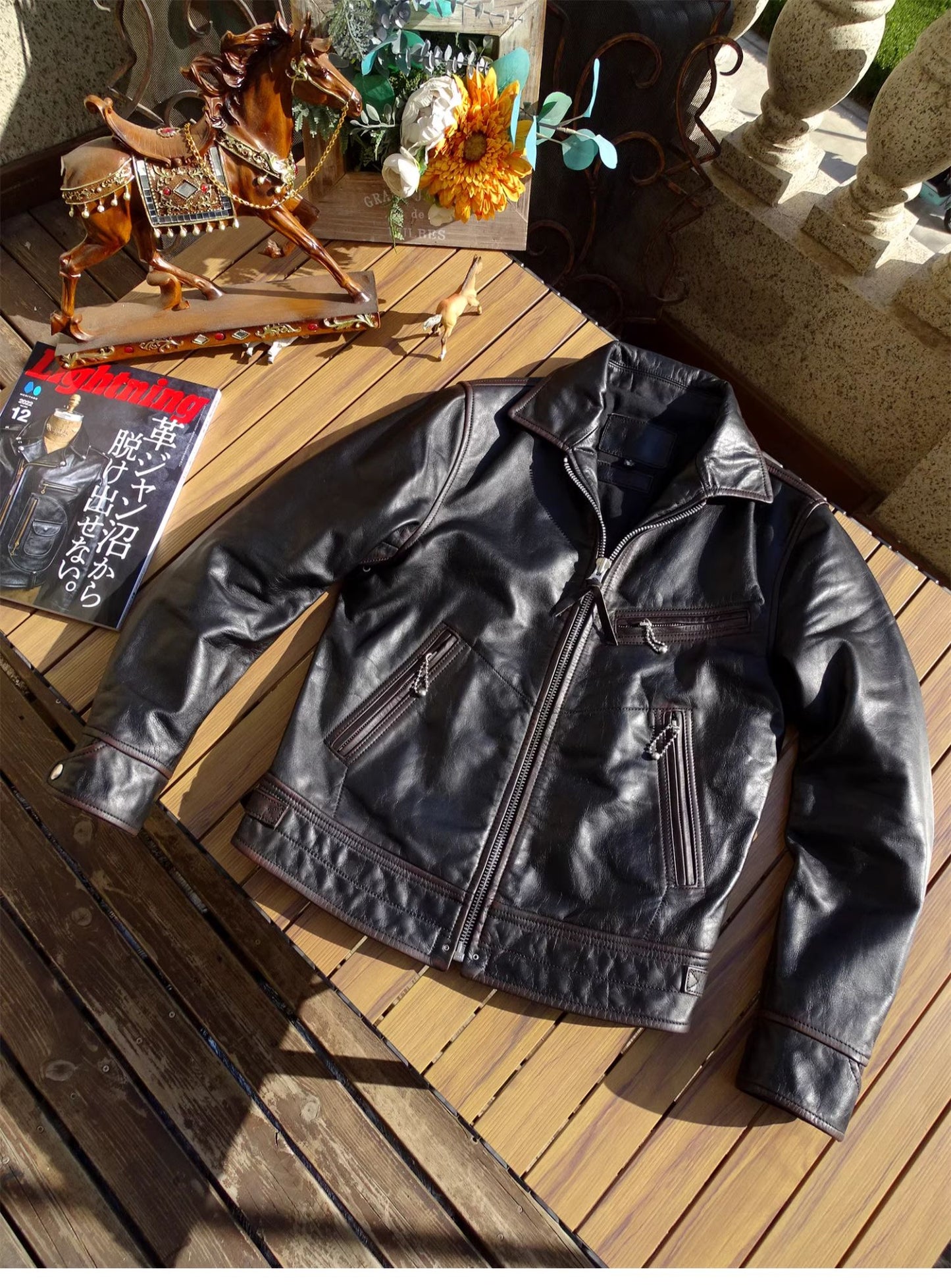 1930's VINTAGE復刻デザインホースハイドレザー スポーツジャケット S~5XL