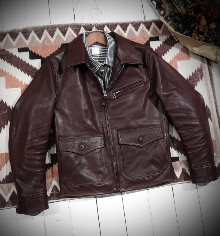 1930's VINTAGE復刻デザイン カーフレザー シングルライダースジャケット S~4XL