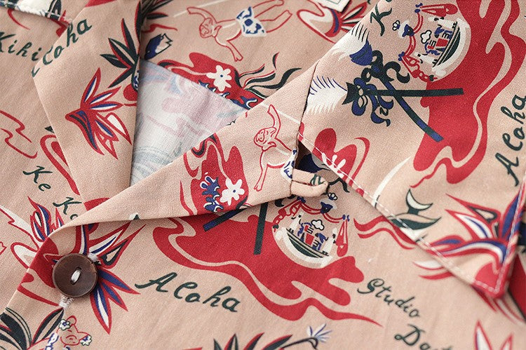 2色展開△ヴィンテージ復刻 ハワイアンプリント アロハシャツ▽S~2XL