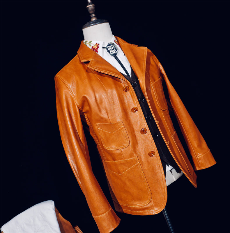 ◇植物タンニン鞣し カウレザー ジャケット◇S~4XL