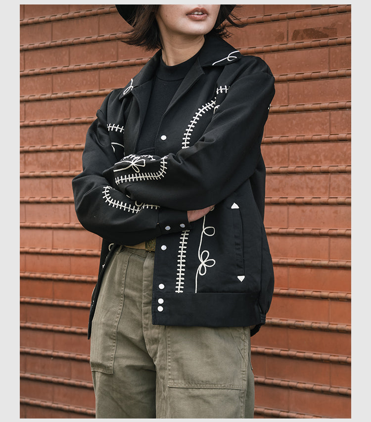 刺繍装飾◇ヴィンテージ50s復刻 コットン×レーヨン ウエスタンシャツ◇裏地付き