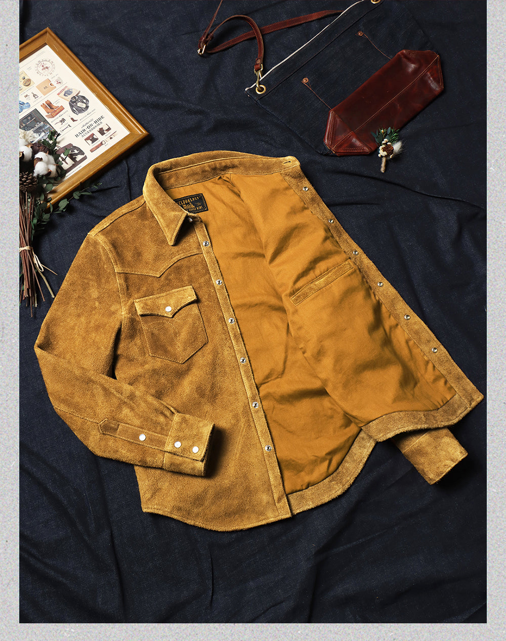 スウェードウエスタンシャツ★S~4XL