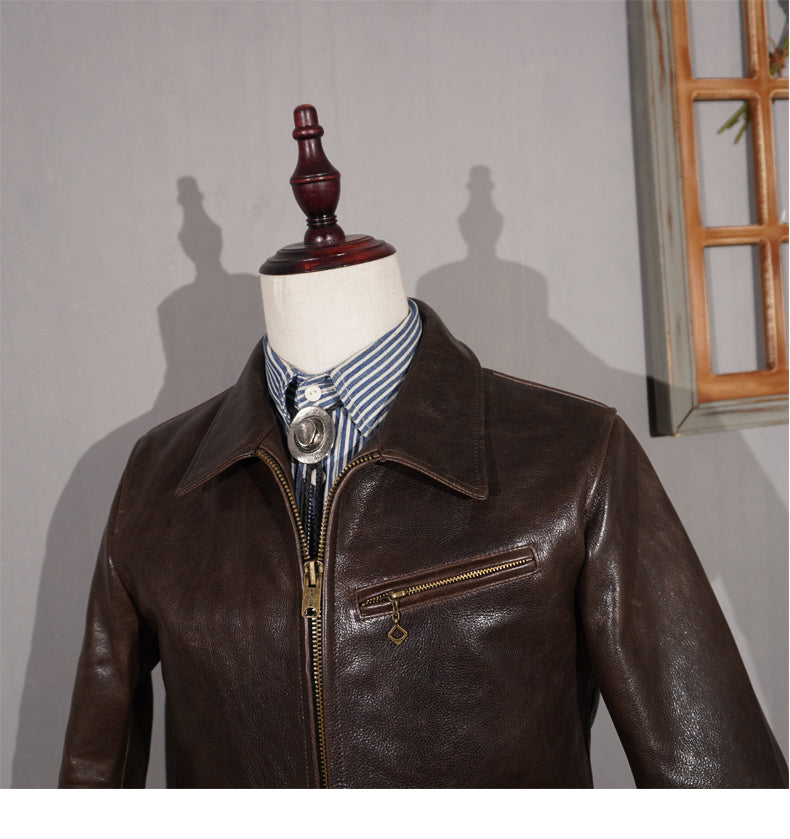 1930's VINTAGE復刻 カウレザー シングルライダースジャケット S~5XL