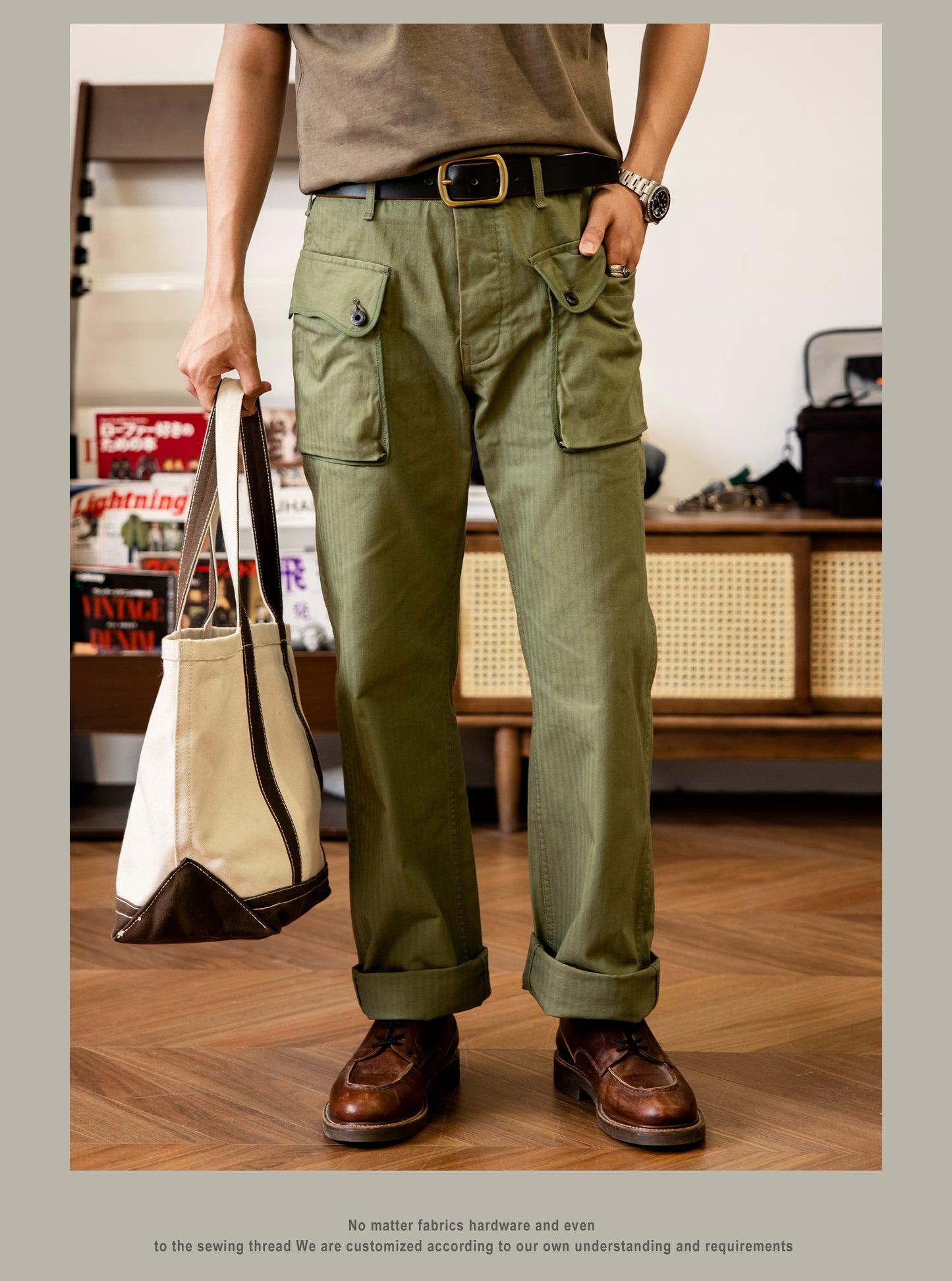 ◇ヴィンテージUSMC HBT P44タイプ コットンヘリンボーンミリタリーパンツ◇サイズ28~40