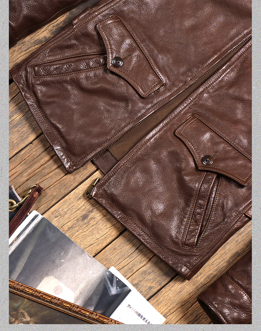 1930's VINTAGE復刻デザイン 水染植物タンニンなめし カウレザー シングルライダースジャケット M~5XL
