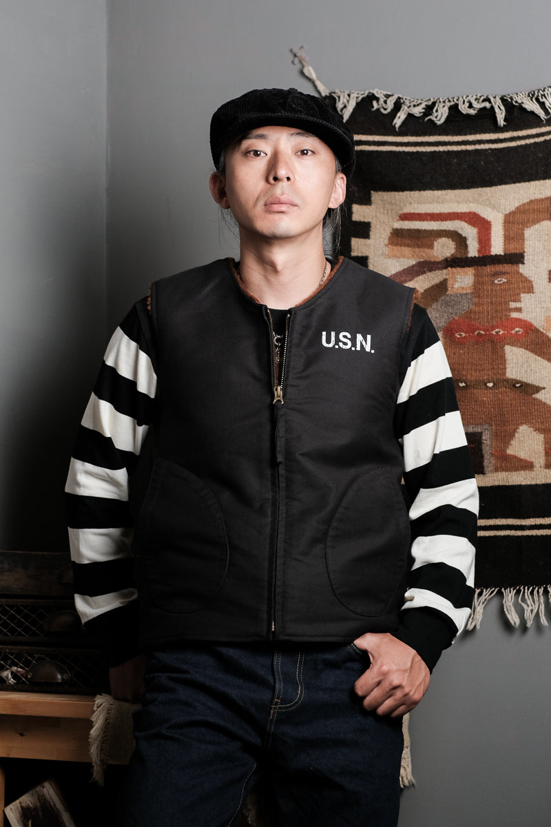 ◇USNステンシル入り 防寒性も抜群 ヴィンテージ復刻デッキベスト◇S~2XL