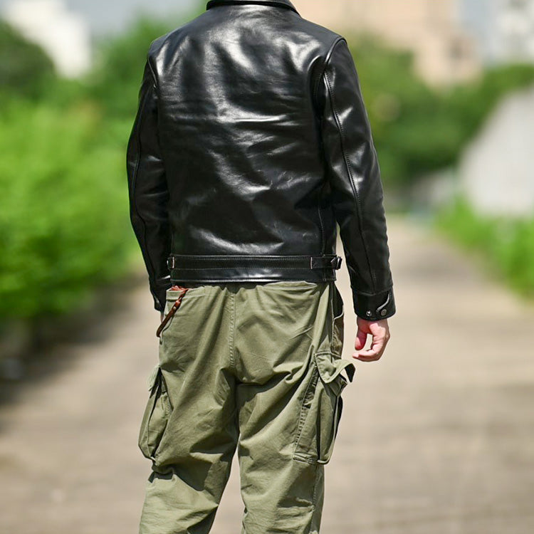 ▲ビンテージ復刻デザイン 茶芯ホースハイドレザー シングルライダース ジャケット▼M~2XL