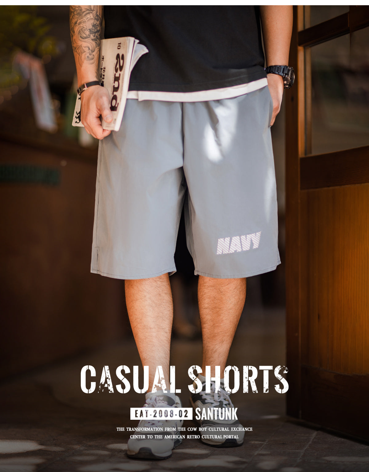 3色展開◆ヴィンテージUS NAVY復刻デザイントレーニング イージーショート パンツ◆サイズM~3XL