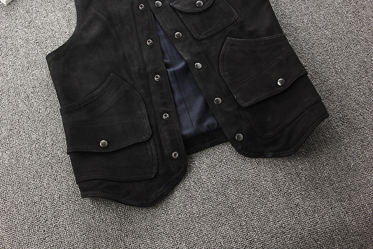 スウェード レザー ライダース ベスト M~4XL