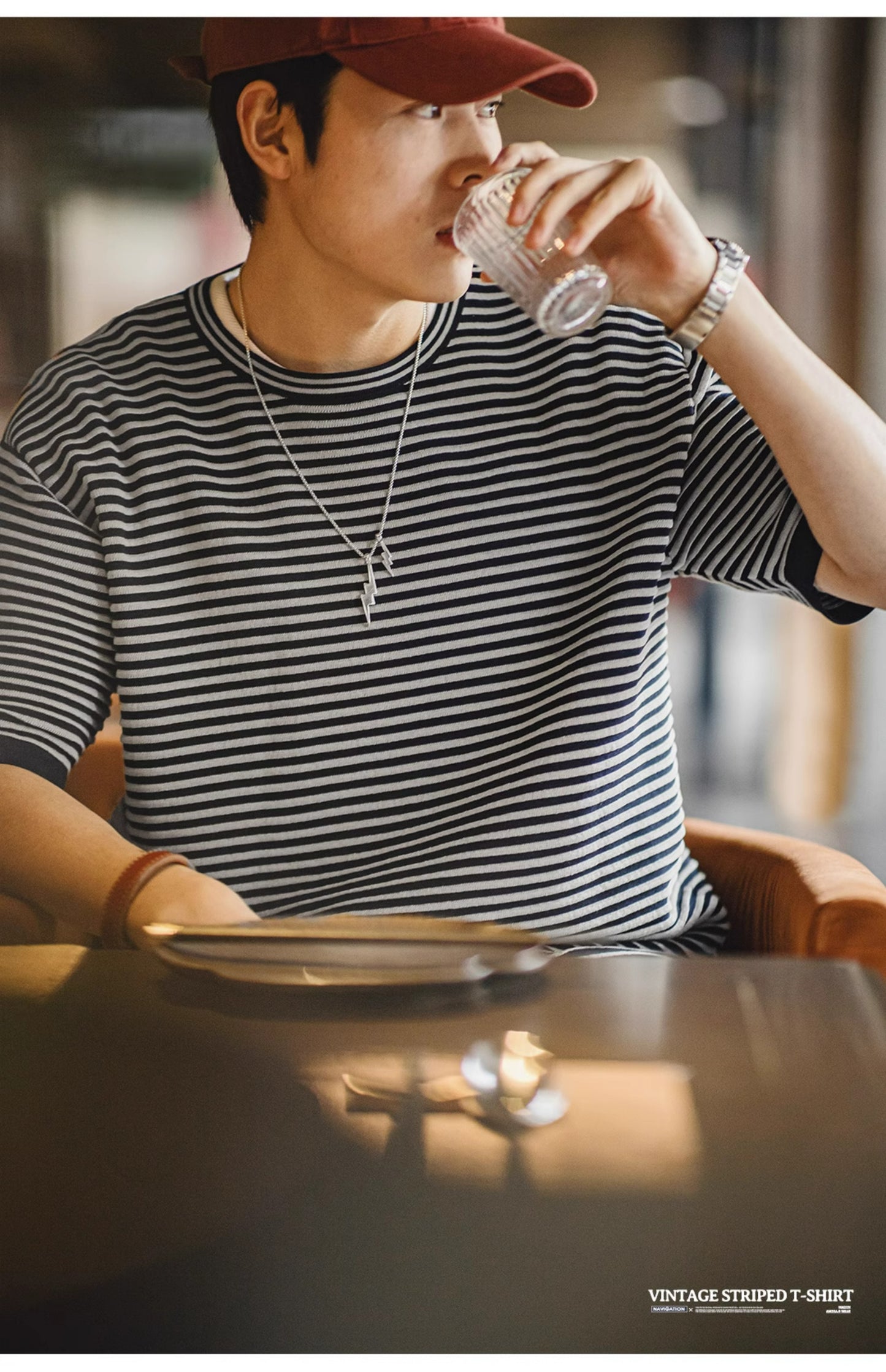 立体感のある表情が絶妙◆ボーダー ニットTシャツ◆S~2XL
