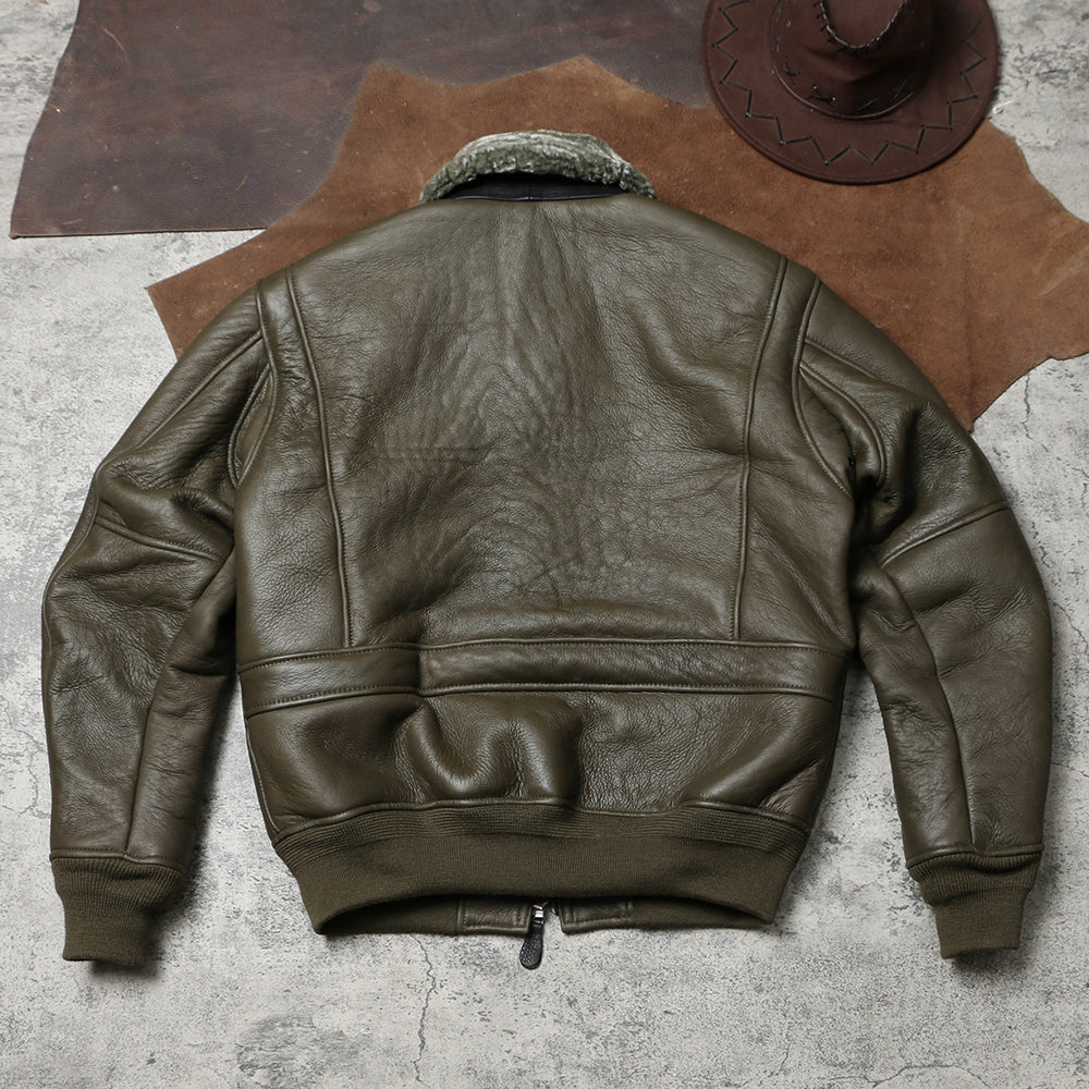 ☆オーストラリア産ムートン A-2フライトジャケット☆カーキS~3XL