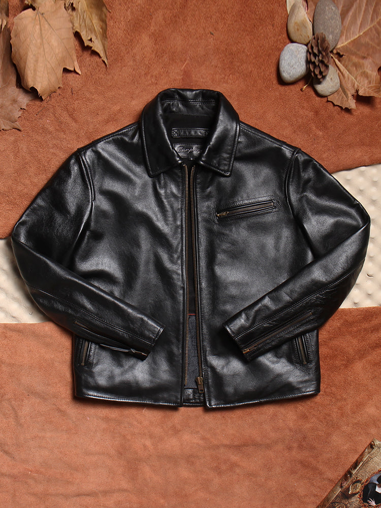 昨シーズン物売り切りセール★カウレザー シングルライダースジャケット★M~5XL