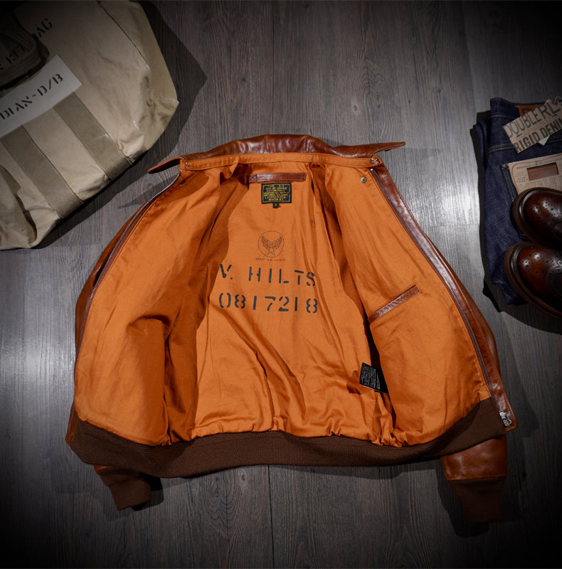 昨シーズン物売り切りセール△ヴィンテージ復刻 ワックスコーティング カウレザー A-2ジャケット▽S~4XL