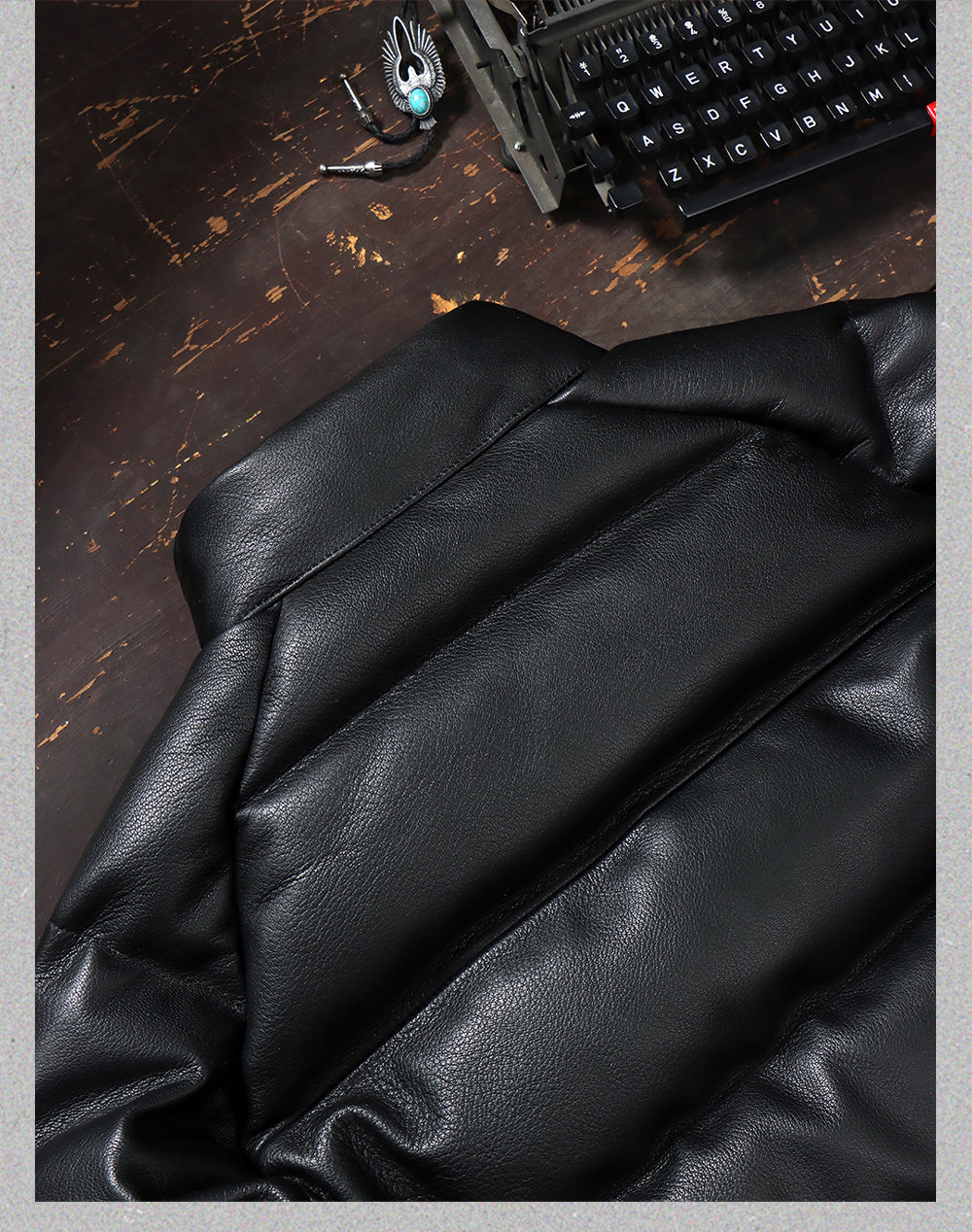 ◇ゴートレザー ブラックレザーラグランダウンジャケット◇ M~4XL